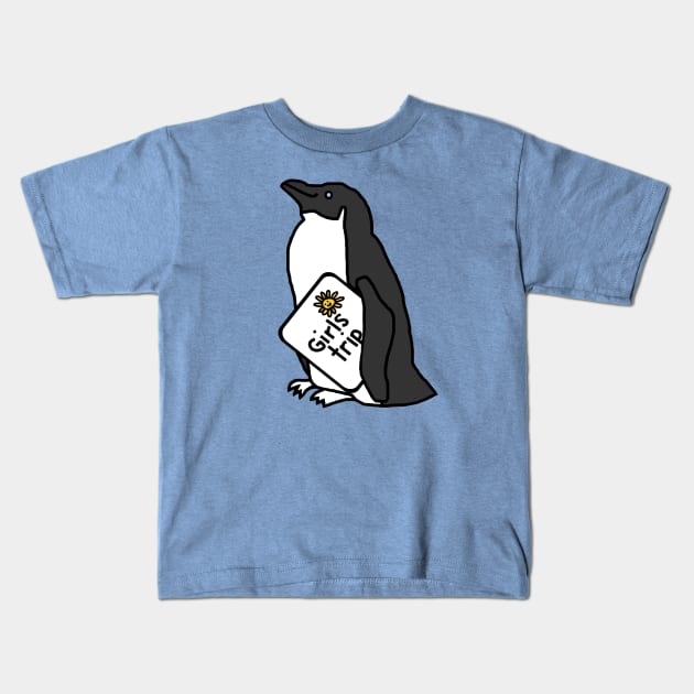 Cute Penguin goes on Girls Trip Kids T-Shirt by ellenhenryart